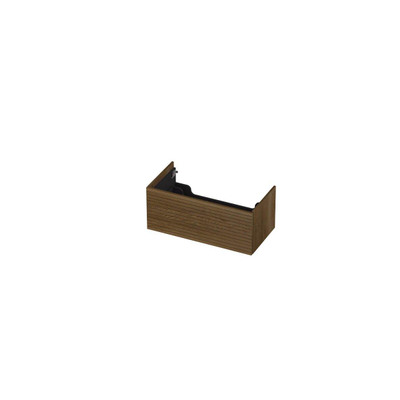 INK Wastafelonderkast - 90x45x37.6cm - 1 lade - push to open - horizontaal gefreesd Eiken - Ash grey