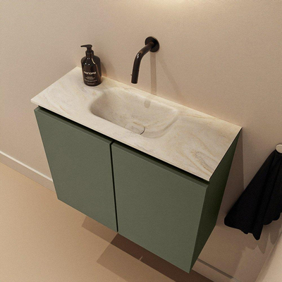 MONDIAZ TURE-DLUX 60cm toiletmeubel Army. EDEN wastafel Ostra positie midden. Zonder kraangat.