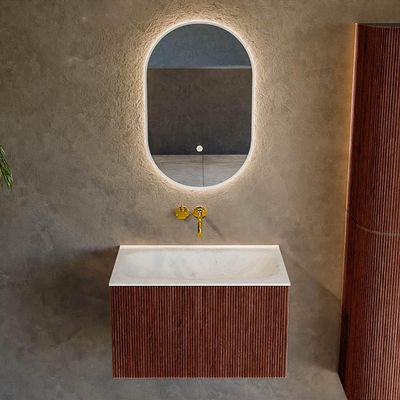 Mondiaz KURVE-DLUX Badkamermeubelset - 70x46x40cm - 1 lade - wastafel solid surface - midden - zonder kraangat - Ruby