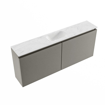 MONDIAZ TURE-DLUX Meuble toilette - 120cm - Smoke - EDEN - vasque Opalo - position centrale - sans trou de robinet