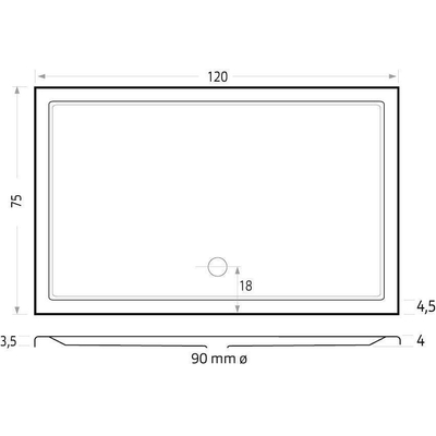 Xenz Mariana douchebak - 120x75x7 - Acryl - wit