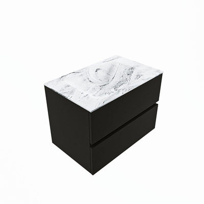 Mondiaz VICA-DLUX Ensemble de meuble de salle de bain - 70cm - meuble sous-vasque urban - 2 tiroirs - lavabo encastrée cloud milieu - sans trous de robinet - version haute de 60cm - glace