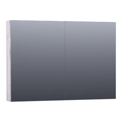 Saniclass Dual Spiegelkast - 100x70x15cm - 2 links- rechtsdraaiende spiegeldeur - MFC - Birch