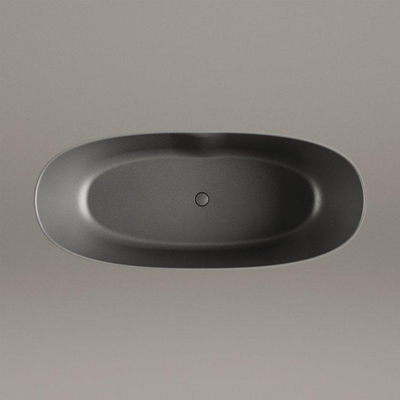 Zeza Element Vrijstaand Bad - 175x76x60cm - solid surface - mat donker grijs
