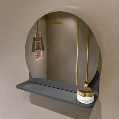 Mondiaz SPOT spiegel – Ø40 cm – met planchet – Dark grey (grijs)