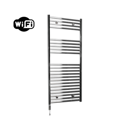 Sanicare HVW Elektrische Radiator - 111.8x45cm - 435W - wifi - thermostaat - chroom - linksonder - chroom