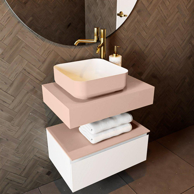 Mondiaz TOP 41 Vrijhangend Topblad - 60x41x12cm - geschikt voor waskom - Solid surface - Rosee