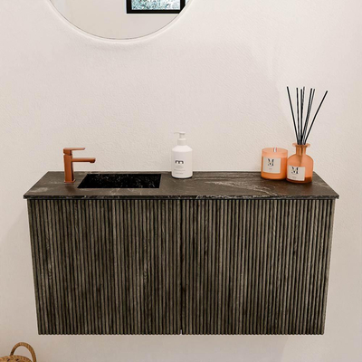 Mondiaz JOYA-DLUX 80cm toiletmeubel - kleur Shadow - Wastafel FAYE positie Links 1 kraangat kleur Lava.