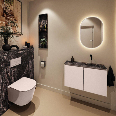 MONDIAZ TURE-DLUX Meuble WC 80 cm Rosee. Lavabo EDEN Lava position droite. Sans trou de robinet.