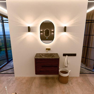 Mondiaz CIRO-DLUX Badkamermeubelset - 70x45x50cm - Solid surface wastafel Lava - 1 wasbak Midden - zonder kraangaten - 2 lades - Ruby