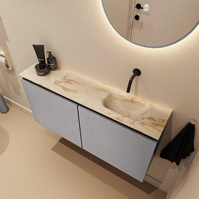 MONDIAZ TURE-DLUX 100cm toiletmeubel Plata. EDEN wastafel Frappe positie rechts. Zonder kraangat.