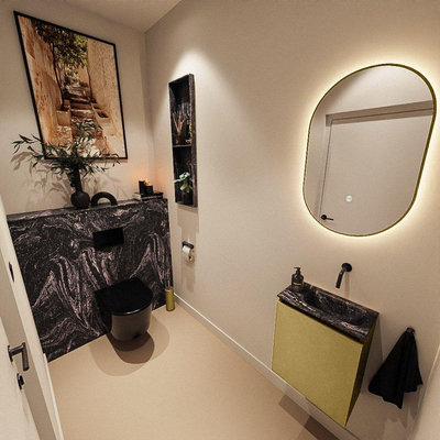 MONDIAZ TURE-DLUX 40cm toiletmeubel Oro. EDEN wastafel Lava positie rechts. Zonder kraangat.