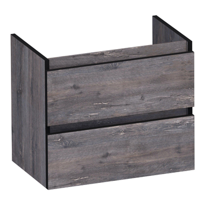 BRAUER Joy Edge meuble de salle de bains sous lavabo peu profond 60 2 tiroirs softclose - sans poignées - 1 découpe pour siphon - Driftwood