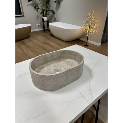 Ideavit Rock Vasque à poser 40x28x12cm ovale béton concrete beige