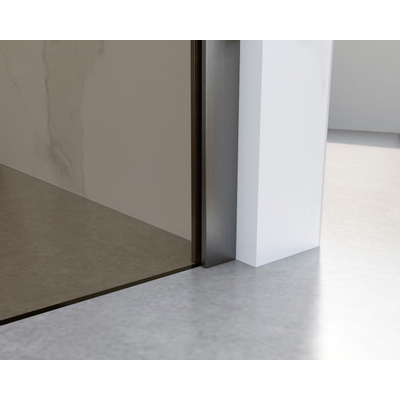 Fortifura Galeria Douche à l'italienne - 60x200cm - verre fumé - Gunmetal brossé