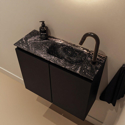 MONDIAZ TURE-DLUX meuble de toilettes 60 cm Urban. EDEN lavabo Lava position droite. Avec 1 trou de robinet.
