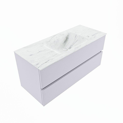 MONDIAZ VICA-DLUX Badkamermeubelset - 110cm - onderkast cale- 2 lades - inbouw wastafel cloud midden - 1 kraangat - 60cm hoge versie - opalo