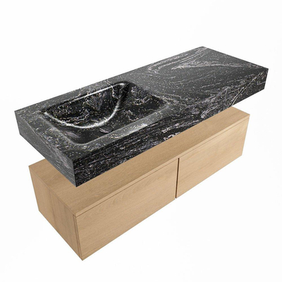 MONDIAZ ALAN - DLUX Badkamermeubelset - 120cm - onderkast - Washed Oak - 2 lades - vrijhangende wastafel - wasbak links - 0 kraangaten - Lava