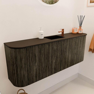 Mondiaz JOYA 113.2cm meuble de salle de bains - arrondis gauche et droite couleur Shadow - Vasque FAYE position Milieu 1 trou de robinet couleur Urban.