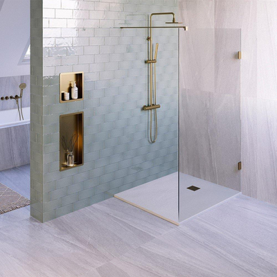 BRAUER Asteroid Douchebak 100x120 incl. antislip en antibacterieel mineraalmarmer mat wit