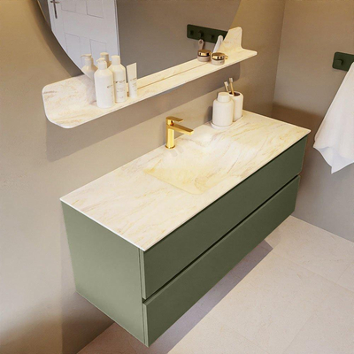 Mondiaz VICA-DLUX Ensemble de meuble de salle de bain - 120cm - meuble sous-vasque armée - 2 tiroirs - lavabo encastré nuage milieu - 1 trou de robinet - version haute 60cm - ostra