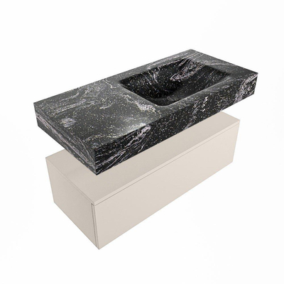 MONDIAZ ALAN - DLUX Ensemble de meuble de salle de bains - 100cm - meuble bas - Linen - 1 tiroir - vasque suspendue - lavabo à droite - 0 trous de robinet - Lava