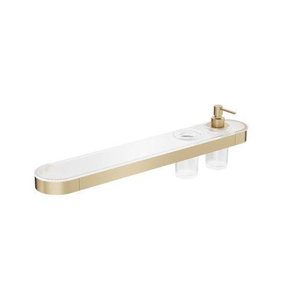 Crosswater Velo Planche - 60cm - distributeur de savon - porte-gobelet - laiton brossé