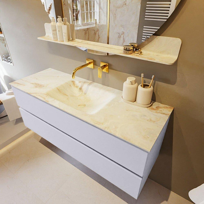 MONDIAZ VICA-DLUX Ensemble meuble de salle de bains - 130cm - meuble bas cale - 2 tiroirs - lavabo encastré cloud central - sans trous de robinet - version hauteur 60cm - frape