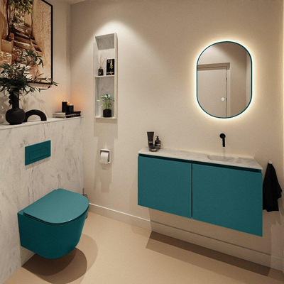 MONDIAZ TURE-DLUX Meuble toilette - 100cm - Smag - EDEN - vasque Opalo - position droite - sans trou de robinet