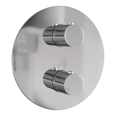 BRAUER Chrome Edition thermostatische Inbouw Regendouche - 3-weg - rond - set 77 - 20cm hoofddouche - plafondarm - staaf handdouche - doucheslang - wandaansluitbocht - chroom