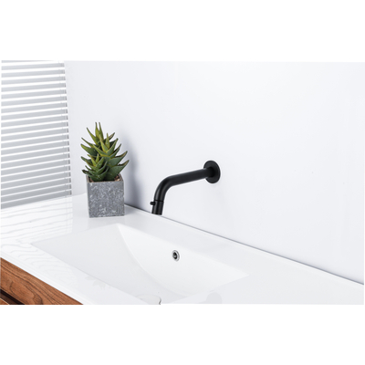 Fortifura Calvi Robinetterie de lave-mains encastrée - 18cm bec - raccourcissable - siphon - bonde always open - noir mat