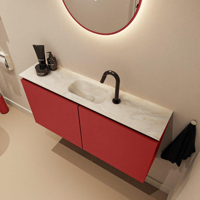 MONDIAZ TURE-DLUX 100cm toiletmeubel Fire. EDEN wastafel Ostra positie midden. Met 1 kraangat.