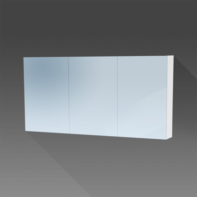 BRAUER Impress Deluxe spiegelkast - 140x70x15cm - interne en externe verlichting - 3 dubbelzijdige spiegeldeuren - hoogglans wit