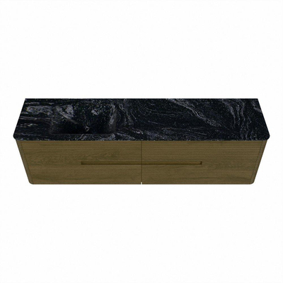 Mondiaz CIRO-DLUX Badkamermeubelset - 180x45x50cm - Solid surface wastafel Lava - 1 wasbak Links - zonder kraangaten - 4 lades - Dusk