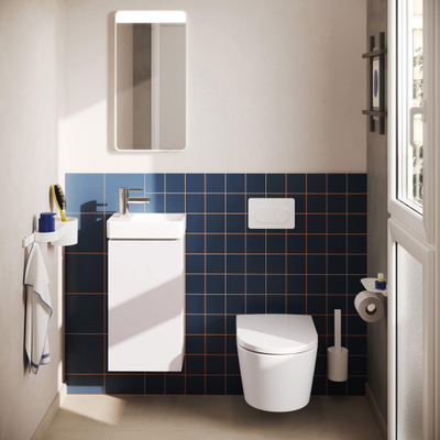 Hansgrohe Xilesa E Meuble lavabo pour lave-mains - 34x24cm - charnière gauche - blanc mat
