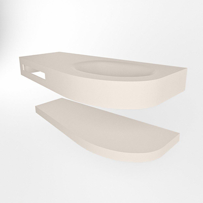 Mondiaz RIVA Meuble sous vasque 100x50x5.8cm 0 tiroirs MDF Linen mat push to open sans trous de robinet 1 vasque Droite Linen