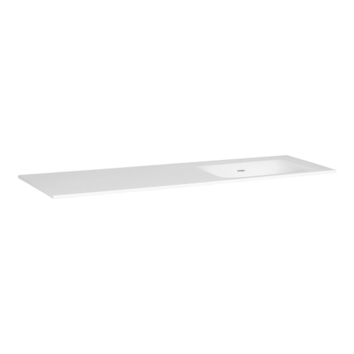 BRAUER Glacier lavabo asymétrique - 160x46x2cm - - 1 cuve - trou de robinet à droite - fine stone - blanc haute brillance