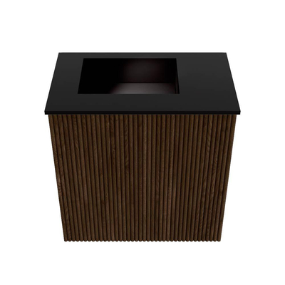 Mondiaz JOYA Meuble de toilette 40cm - couleur Walnut - Lavabo FAYE position Gauche Sans trou de robinet couleur Urban