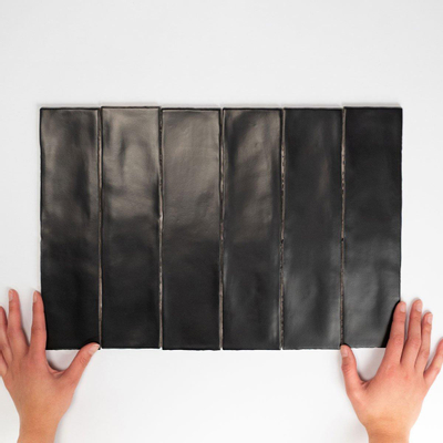Terravito Pavero carreau mural - 7,5x30cm - 8,6mm - Rectangulaire - Noir mat