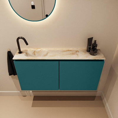 MONDIAZ TURE-DLUX 100cm toiletmeubel Smag. EDEN wastafel Frappe positie links. Met 1 kraangat.