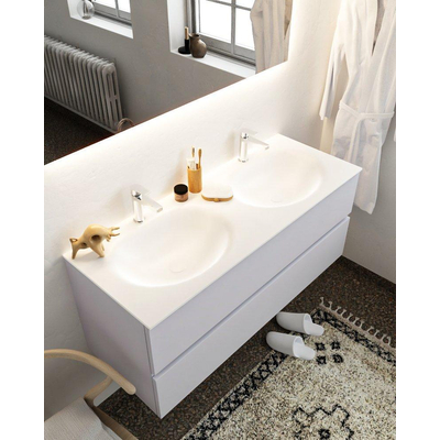 MONDIAZ VICA Ensemble de meuble salle de bain - 120cm - 2 tiroirs - lavabo Moon double - 2 trous de robinet - solid surface cale