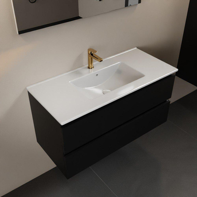 Mondiaz AIVY Ensemble de meuble - 100x45x50cm - 1 trou de robinet - 1 vasque Talc céramique - Centre - 2 tiroirs - avec miroir - MDF Urban