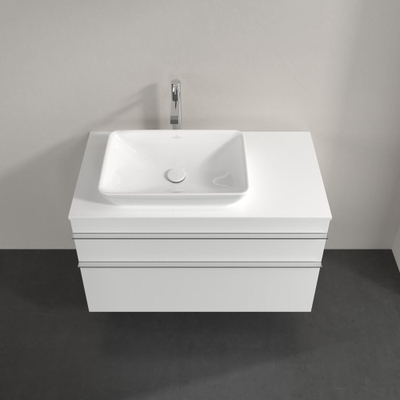 Villeroy & Boch Venticello Meuble sous lavabo 95.7x50.2x60.6cm avec 2 tiroirs pour lavabo à poser gauche blanc brillant