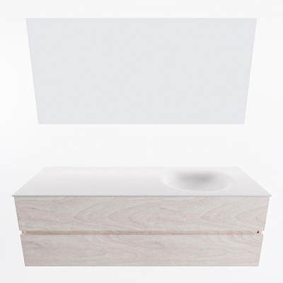 Mondiaz VICA ensemble de meuble de salle de bain - 150cm - meuble sous vasque en aggloméré - 2 tiroirs - lavabo moon à droite - 1 trou de robinet - couleur talc - miroir LED - version XL 60cm de haut