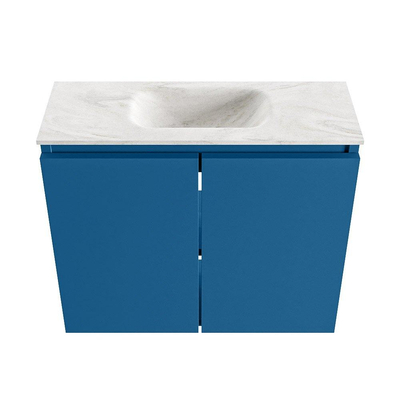 MONDIAZ TURE-DLUX Meuble de toilettes 60 cm Jeans. EDEN lavabo Ostra position milieu. Avec 1 trou de robinet.