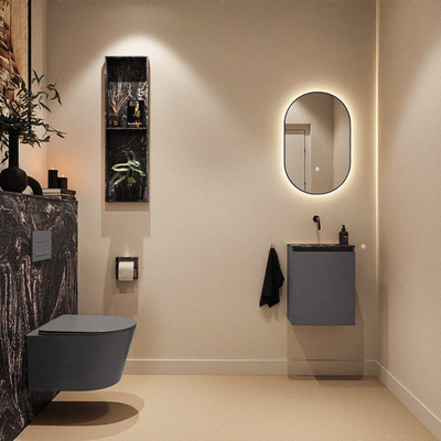 MONDIAZ TURE-DLUX Meuble de toilettes 40cm Dark Grey. EDEN lavabo Lava position milieu. Sans trou de robinet.