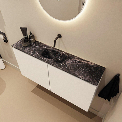 MONDIAZ TURE-DLUX meuble de toilettes 100cm Talc. EDEN lavabo Lava position centrale. Sans trou de robinet.