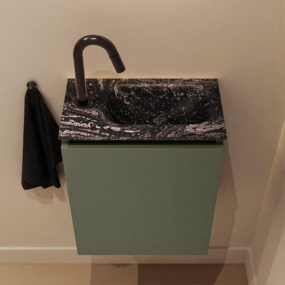 MONDIAZ TURE-DLUX Meuble de toilettes 40 cm Army. Lavabo EDEN Lava position droite. Avec 1 trou de robinet.
