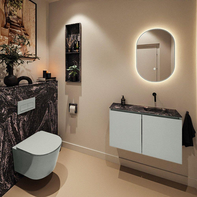 MONDIAZ TURE-DLUX Meuble de toilettes 80cm Greey. EDEN lavabo Lava position droite. Sans trou de robinet.