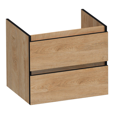 BRAUER Joy Edge meuble sous-lavabo 60 2 tiroirs softclose - sans poignée - 1 découpe pour siphon - Forest Tan